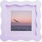 4x4 Picture Frame with Mat for 3x3, Wavy Edge Wooden Real Glass Photo Frame for by THKRLOF