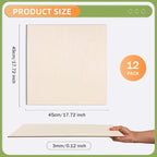 AWIZOM 12 Pcs Basswood Plywood Sheets 18x18x1/8 Inch Unfinished Wood Board | - Image 2