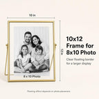 AceList Floating Picture Frame, 8x10 Gold Double Glass, Tabletop | Modern - Image 2