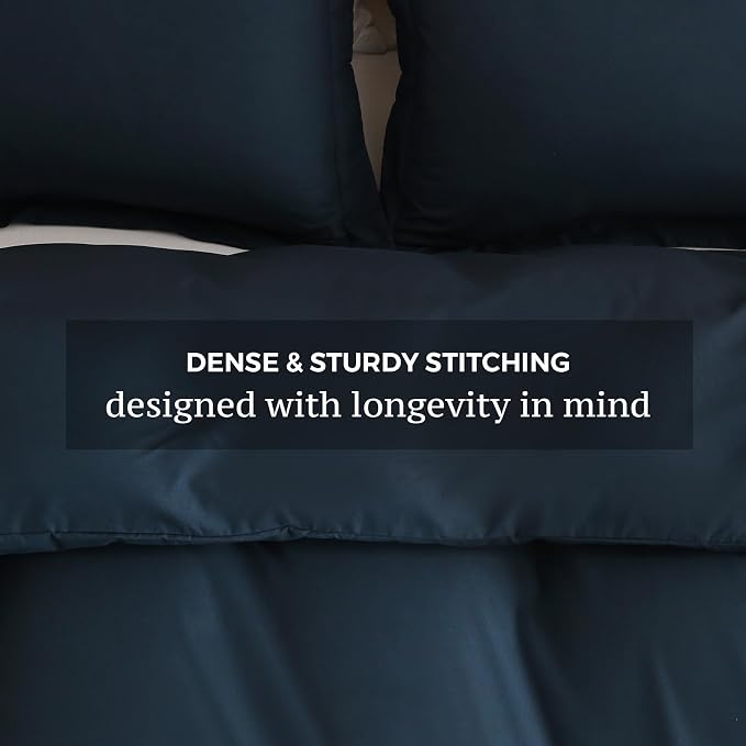 JSD Navy Blue Duvet Cover Set Queen Size, 3 Piece Duvet Cover - Image 5