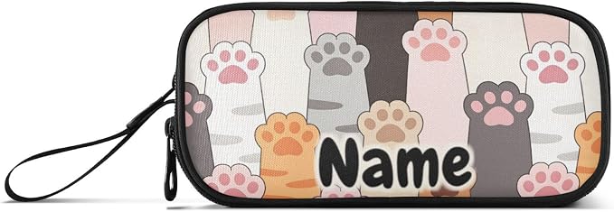 Custom Cat Paw Prints Pencil Case Box Boys Girls Personalized Name Large Pencil - Image 6
