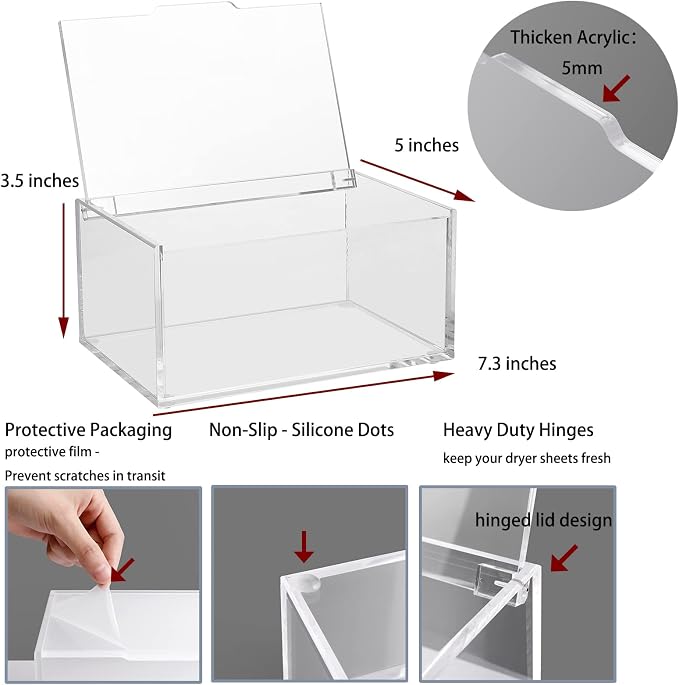 rejomiik Acrylic Dryer Sheet Holder, Dryer Sheet Dispenser - Image 6