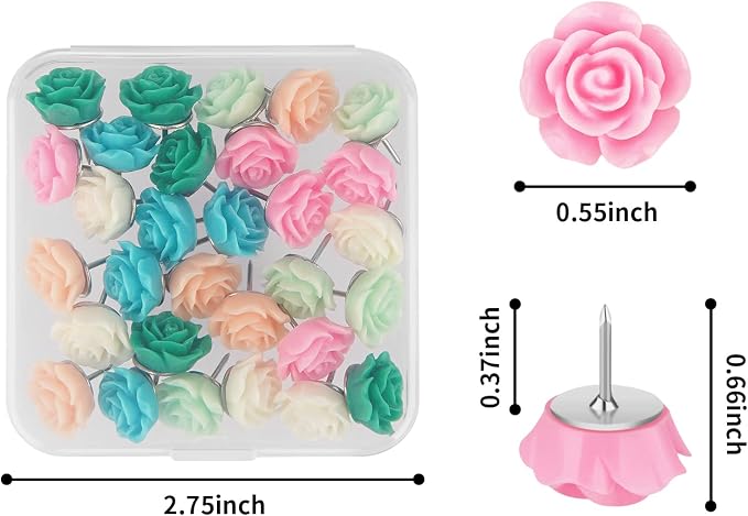 Cuttte 30pcs Decorative Flower Push Pins - Image 2