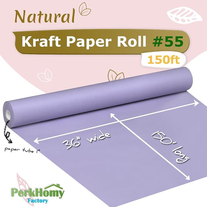 PerkHomy Light Purple Kraft Paper Roll 36" x 1 - Image 2