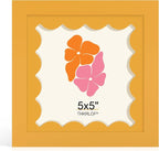 5x5 Picture Frame with Wavy Mat, Wooden Real Glass 5 x 5 Photo Frame by THKRLOF
