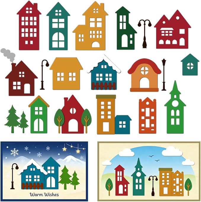 16 Styles Houses Metal Cutting Dies DIY Paper Craft Die Cuts Carbon Steel by DELORIGIN