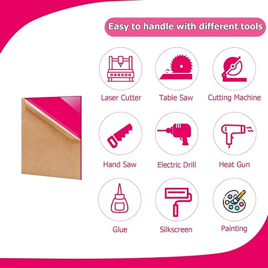 2 Pack 12'' x 16'' Opaque Pink Acrylic Sheet, 3mm Thick Acrylic Plastic Sheets - Image 4