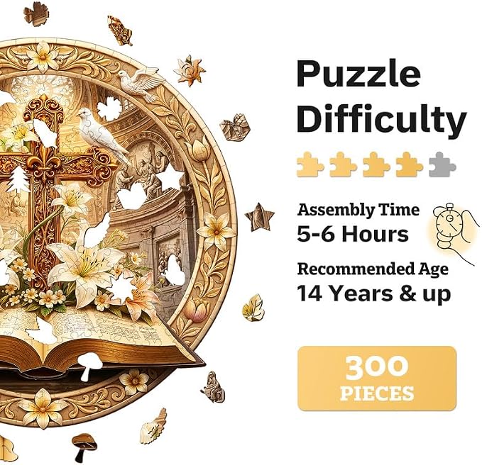 Jigfoxy Wooden Puzzles for Adults, Bible & Cross Jigsaw Puzzle - Image 2
