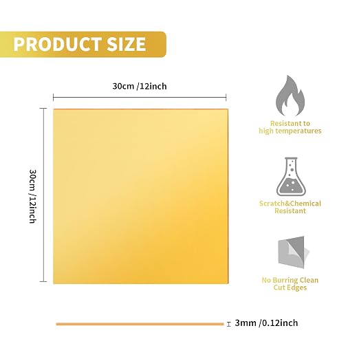 5 Pack Gold Mirrored Acrylic Sheets, 12 x 12 in, 1/8 Inch Thick | Gold Mirror - Image 2