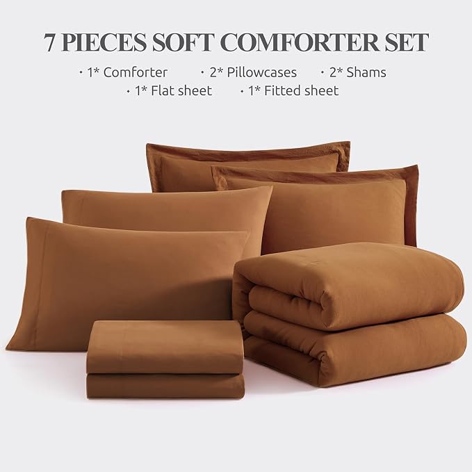 WRENSONGE Terracotta King Comforter Set, 7 Pieces Soft Microfiber King Size - Image 9
