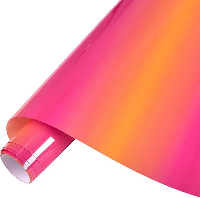 Tintnut Pink Yellow Gradient Heat Transfer Vinyl Roll, stretch washable by Tintnut