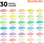 Shuttle Art 40 Pack Pastel Acrylic Paint Set, 30 Colors, 60ml/2oz Bottles - Image 2