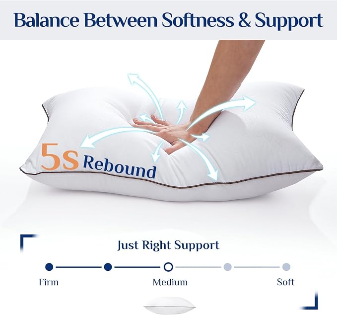 JOLLYVOGUE King Size Pillows for Sleeping, Soft and Supportive Bed Pillows - Image 5
