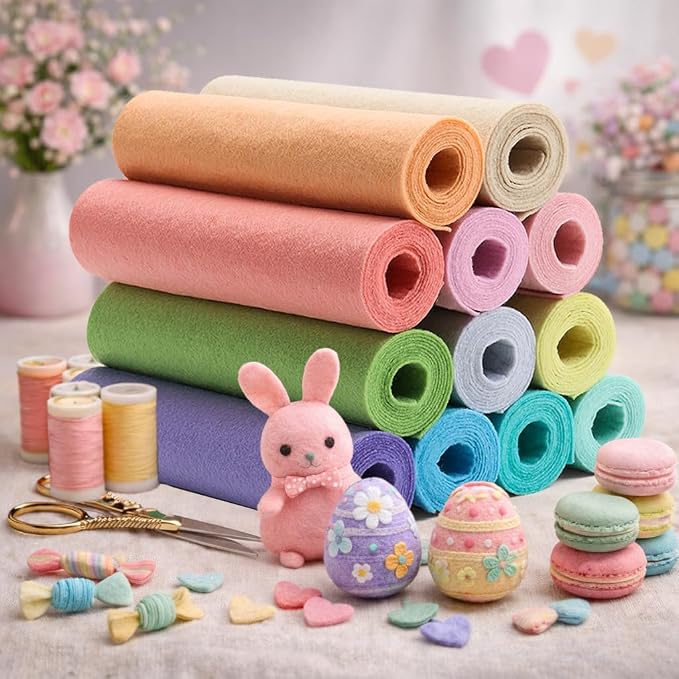 Large Stiff Felt Sheets 8"x35" – 12 Assorted Colors Felt Fabric Bundle Pack - Image 5