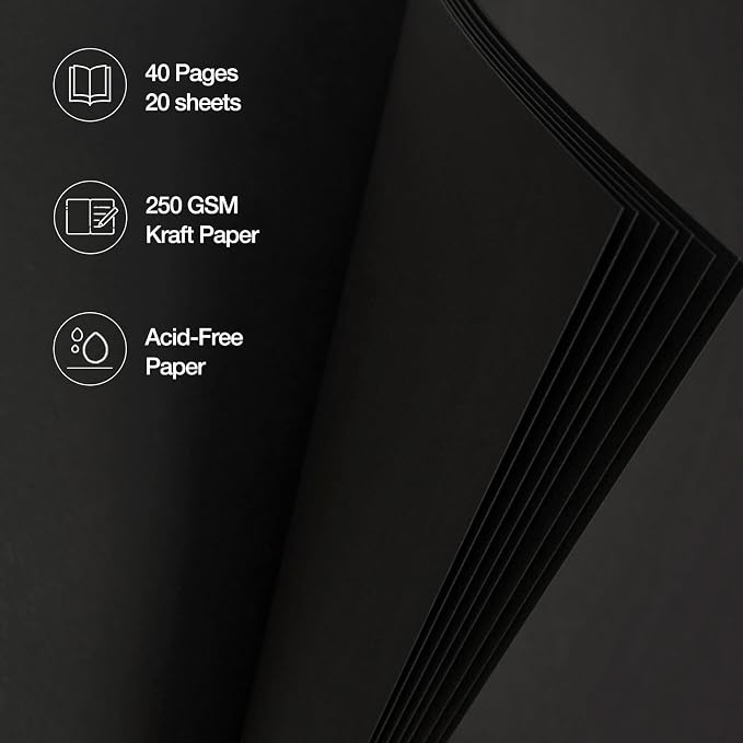 potricher 7 x 7 Inch DIY Scrapbook Album 40 Pages Hardcover Kraft Paper Scrap - Image 5
