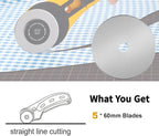 60mm Rotary Cutter Blades 5-Pack Replacement Blades Fits Fiskars, DAFA - Image 6