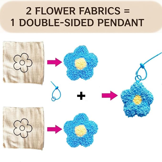 Punch Needle Kit for Adult Beginners, 3-4" Needle Punch Coaster & Bag Charm - Image 8
