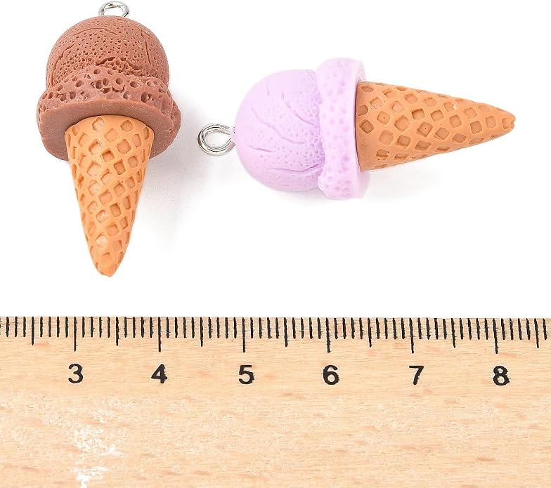 DanLingJewelry 50Pcs Opaque Resin Ice Cream Cone Pendants Summer Sweet Food - Image 2