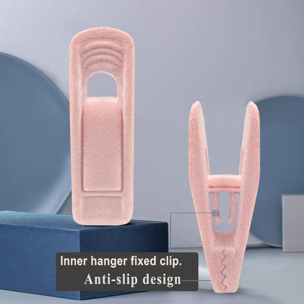 Light Pink Velvet Hangers (80-Pack), Non-Slip Strong Hanger Clips for Velvet Skirts & Pants