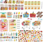 196Pcs Dollhouse Miniature Store Grocery Accessories Mini Shopping Cart Basket by Diinokiy