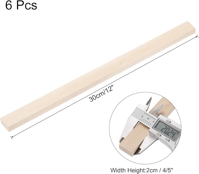 MECCANIXITY 6pcs Wood Sticks, 3/8"x 4/5" x 12" Rectangle Wooden Cube Wood - Image 2