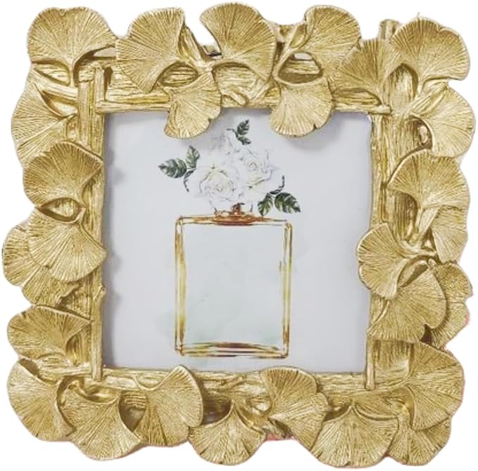 1PCS 4x4Inch Ginkgo Picture Frame | Light Gold, Resin Picture Frame, Wall by LONGXINTRADING