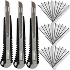 9mm Snap Off Utility Knife 3 Pack High Hardness Retractable Box Cutters by WEKOIL