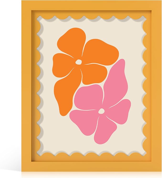 8x10 Picture Frame with Real Glass, Wooden cute 8 x 10 Photo Frame with Wavy Mat by THKRLOF