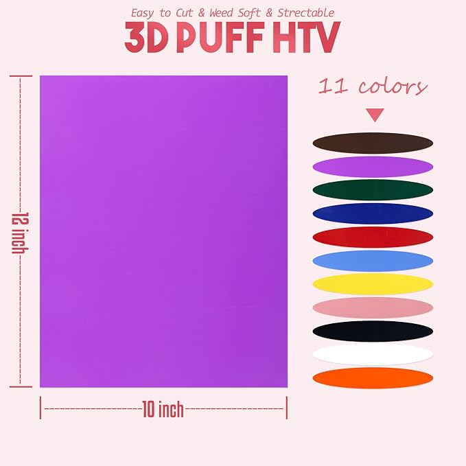Tintnut Classic Color Puff Heat Transfer Vinyl, easy cut & weed, stretch - Image 2