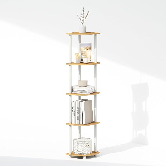 Furinno Turn-N-Tube Storage Shelves, 5-Tier Book Shelf, Corner Shelf, Toolless - Image 7