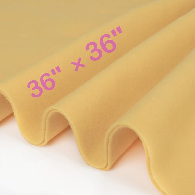 XSEINO Sand Yellow Large Felt Fabric 36" X 36 ", 1.4 mm Thick Soft Felt Fabric by XSEINOiscreating%EF%BC%81