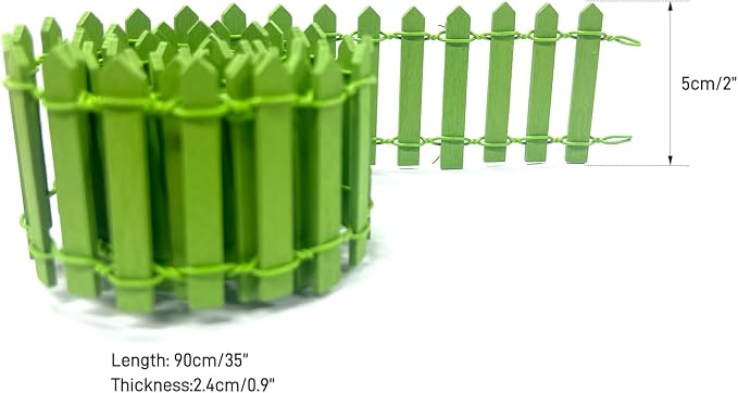 35 Inches Mini Fairy Garden Fence DIY Small Wood Decorative Picket Fence Micro - Image 3