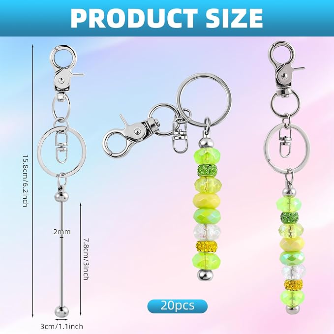 80 Pcs Beadable Keychains Bulk Kit – DIY Keychain Making Supplies - Image 3