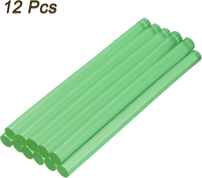 uxcell Mini Hot Glue Sticks for Glue Gun 7mm x 100mm Transparent Green 12pcs - Image 3