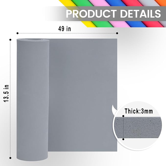 Do²ping Gray Eva Foam Sheets Roll, 3mm EVA Craft Foam 49''x13.9'' High Density - Image 2