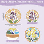 WEBEEDY DIY Mosaic Craft Kit 3 Sets Flower Mosaic Bamboo Coasters Kits - Image 3