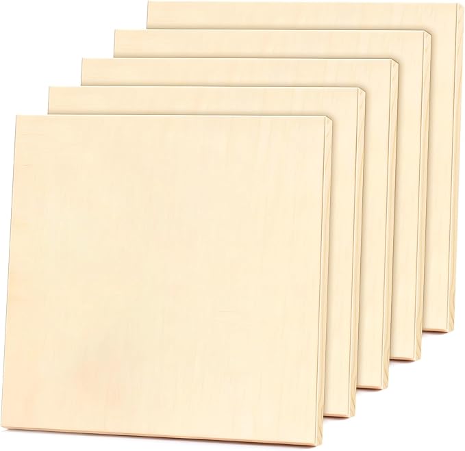 FSWCCK 5 Pack 12 x 12 inch Wood Panel Boards, Unfinished Wood Canvas Wooden by FSWCCK