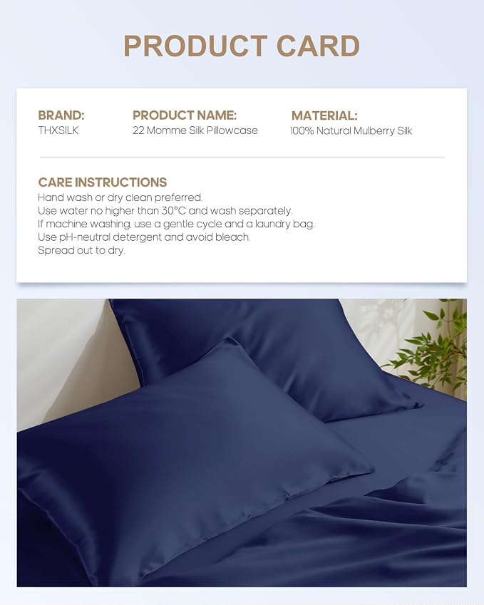 THXSILK Set of 2 100% Mulberry Silk Pillowcases - Image 8