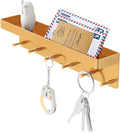 MKO Key Holder for Wall, Mail Organizer and Key Rack with Tray for Hallway, 6 Key Hooks Wall Mount Adhesive(Gold)