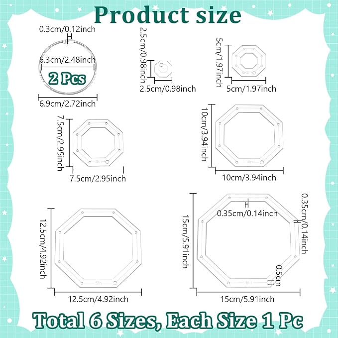 NBEADS 6 Pcs 6 Sizes Transparent Acrylic Sewing Template, Acrylic Quilting - Image 2