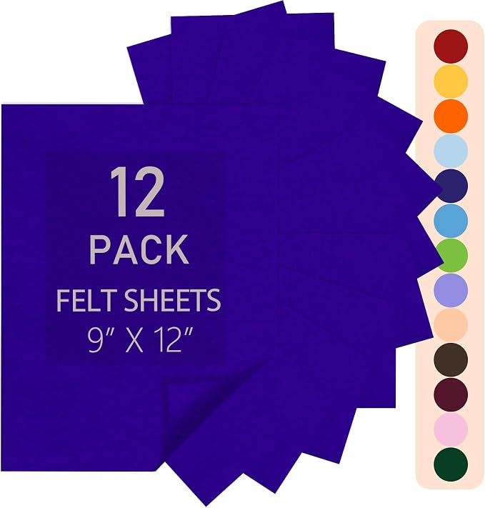 IONTACH 9" X 12" Felt Fabric Sheets 1.6mm Thick | Soft Felt by IONTACH