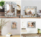 Silver Plate Picture Frame 4x6 Mother of Pearl 4 by 6 Photo Frame Mosaic Glass - Image 2