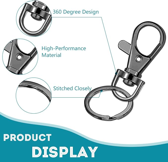 100 Pcs Keychain Hooks with Key Rings, Keychain Clip Hooks with Rings - Image 3
