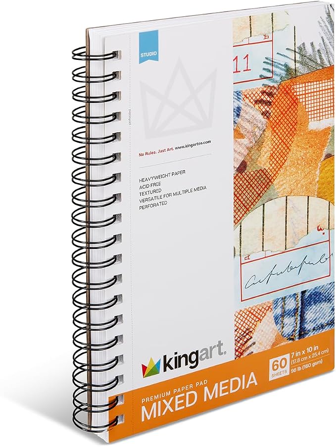 KINGART Mixed Media Paper Pad – 7x10 Inch, Heavyweight Acid-Free Paper – - Image 2