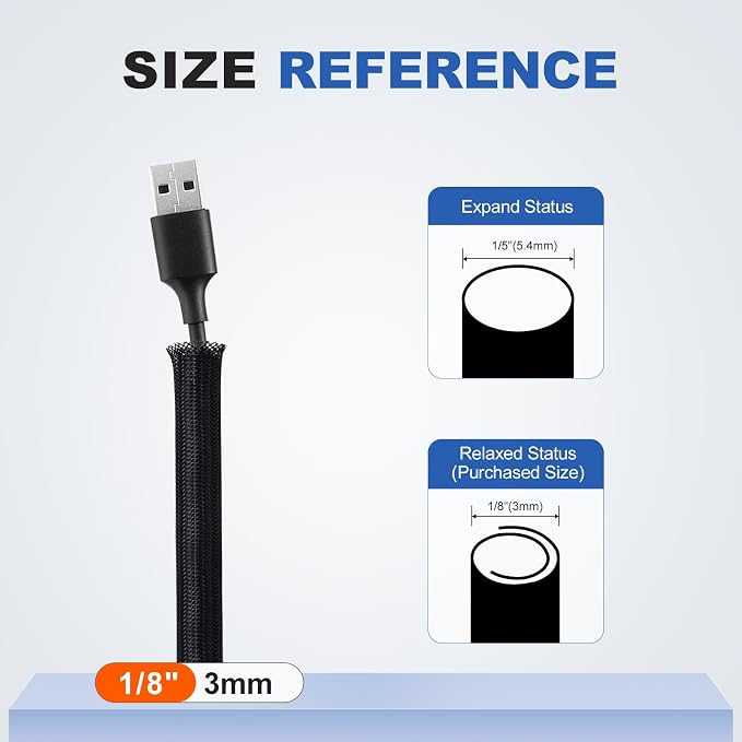 1/8” Cable Management Loom Wrap Sleeve Cord Wire Hider Organizer Covers | - Image 2