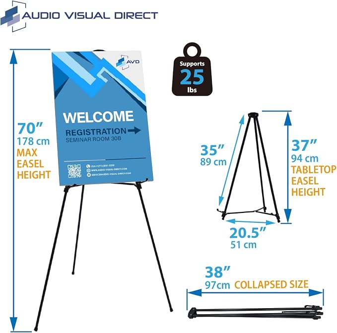 Lightweight Aluminum Telescoping Display Easel, 70 Inches - Image 3