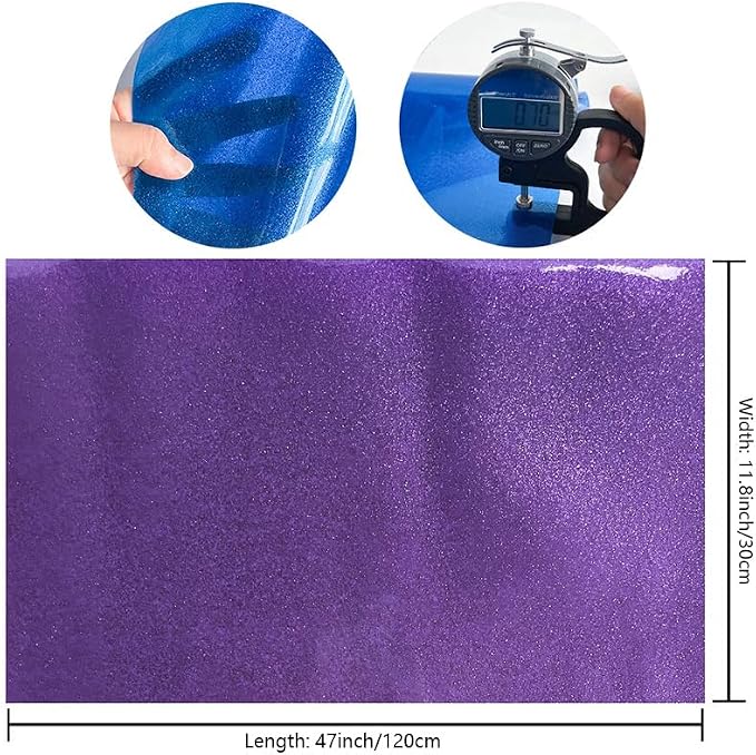 ONEART | Purple Transparent Glitter Vinyl Roll, 0.7 mm Solid Clear PVC Jelly - Image 4