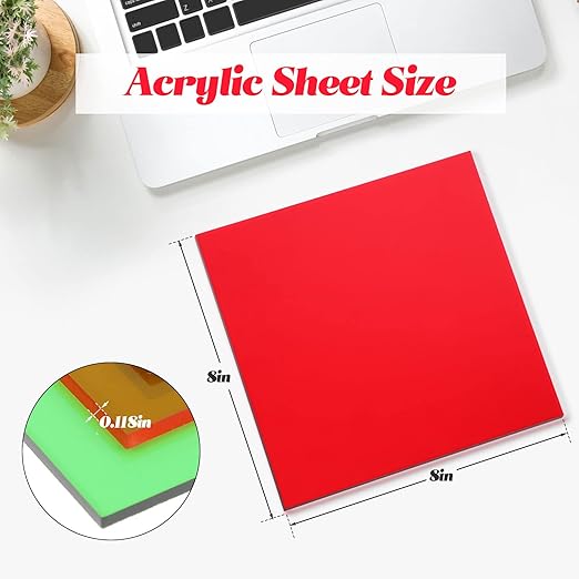 Macarrie 12 Pcs Colored Acrylic Sheets 1/8 Inch Thick Translucent Colored - Image 2