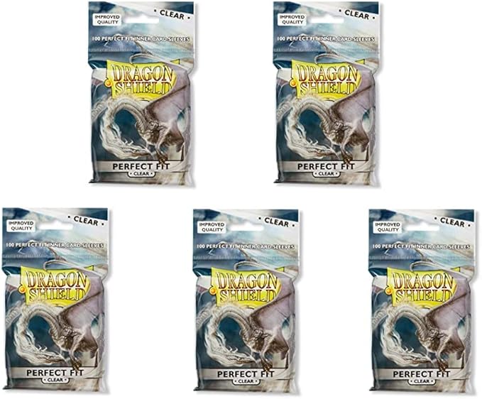 5 Packs Dragon Shield Inner Sleeve Clear Standard Size 100 ct Card Sleeves by DragonShield