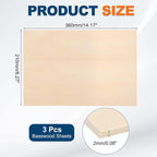 MECCANIXITY 3pcs Basswood Sheets 14 x 8 x 5/64 Inch Unfinished Wood Boards - Image 2